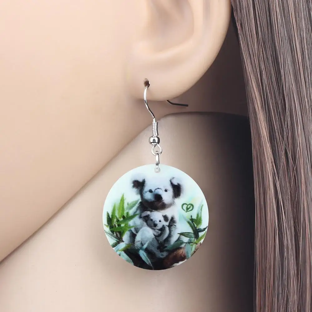 Newei акриловый Австралийский Коала серьги животных Круглые Висячие ювелирные