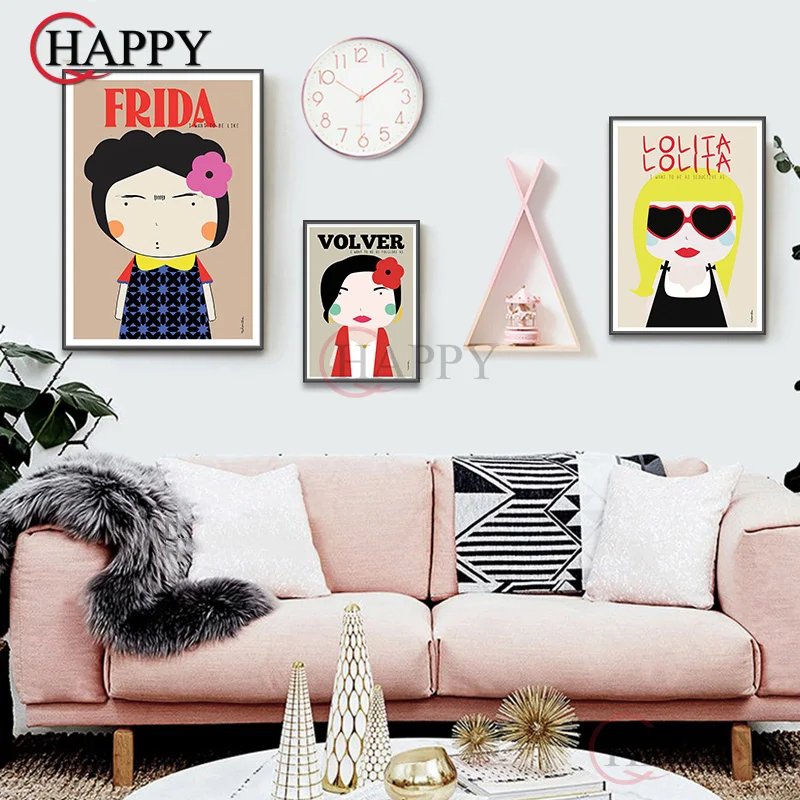 

Cute Cartoon Lolita Characters Wall Art Canvas Painting Nordic Printing Modern Poster For LivingRoom Kid‘s room Home Decor
