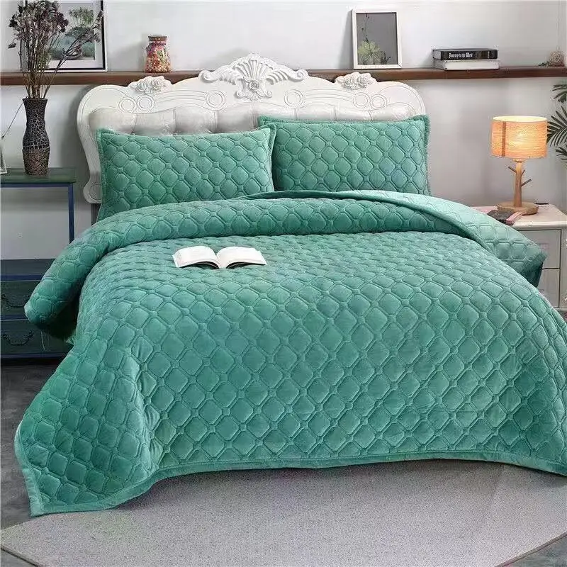 

Warm crystal velvet sheet solid color thickened warm winter blanket bedspread home decoration, comfortable and warm