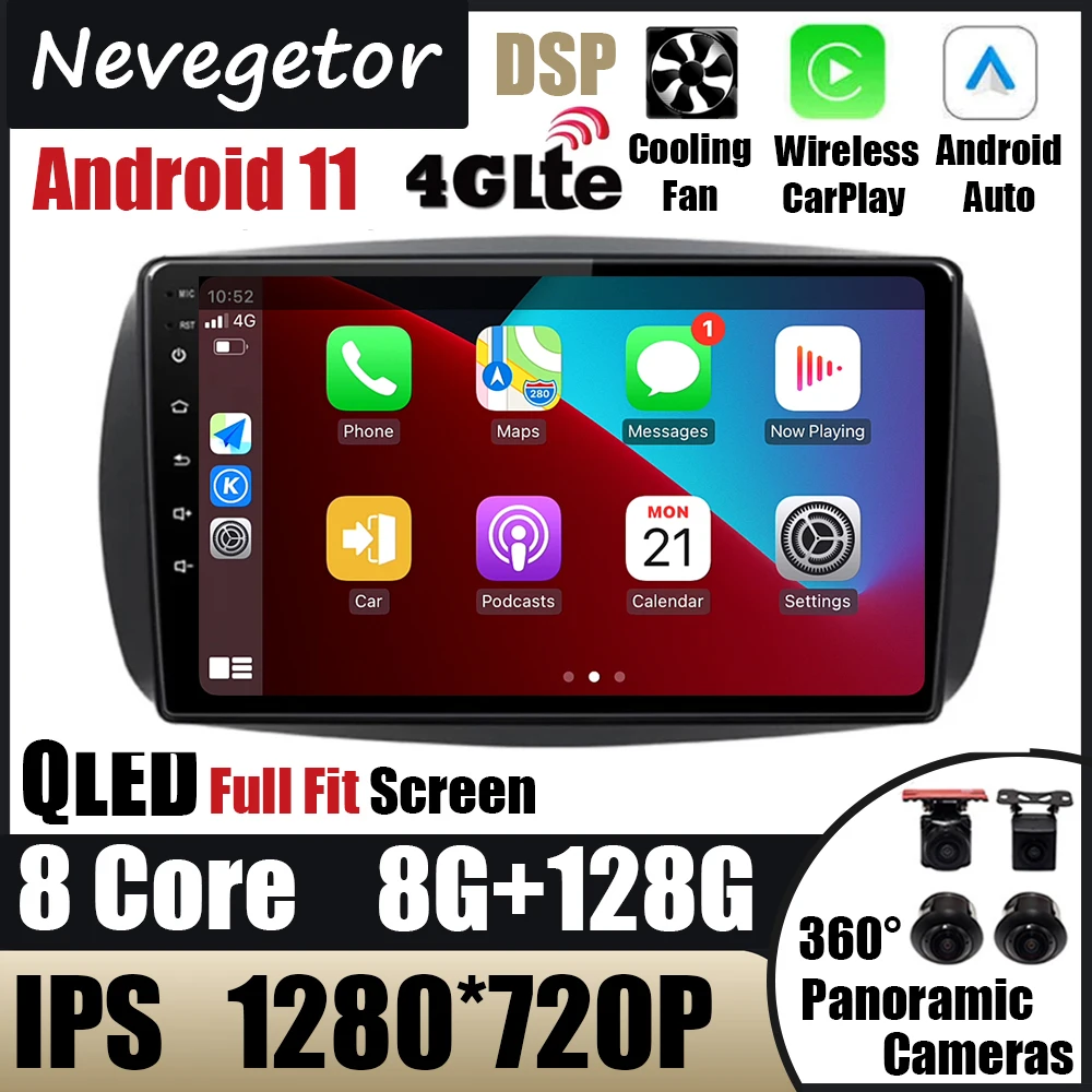 

4G+WIFI Android 11 For Mercedes Benz Smart 2016 Car Radio Multimedia Video Player Navigation GPS 2 Din Free Android Auto