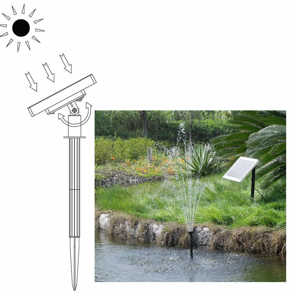 2 Вт Солнечный водяной насос фонтан садовый фонтанный вставленный бассейн пруд