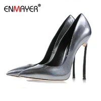 enmayer basic pointed toe pumps women shoes fashion sexy patent leather women high heels shallow super thin high heels pumps