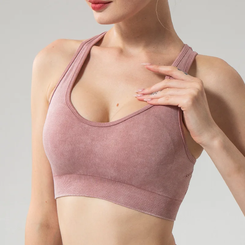 

Yoga Crop Top Ladies Knitted Underwear Solid Color Sports Bra Training Vest Casual Summer Fitness Running Sportswear Women New