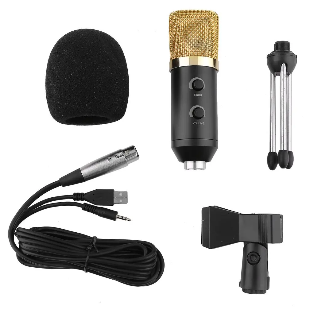 

MK-F100TL USB Condenser Microphone With Tripod for Video Recording Karaoke Radio Studio Microphone for Computer PC Professional