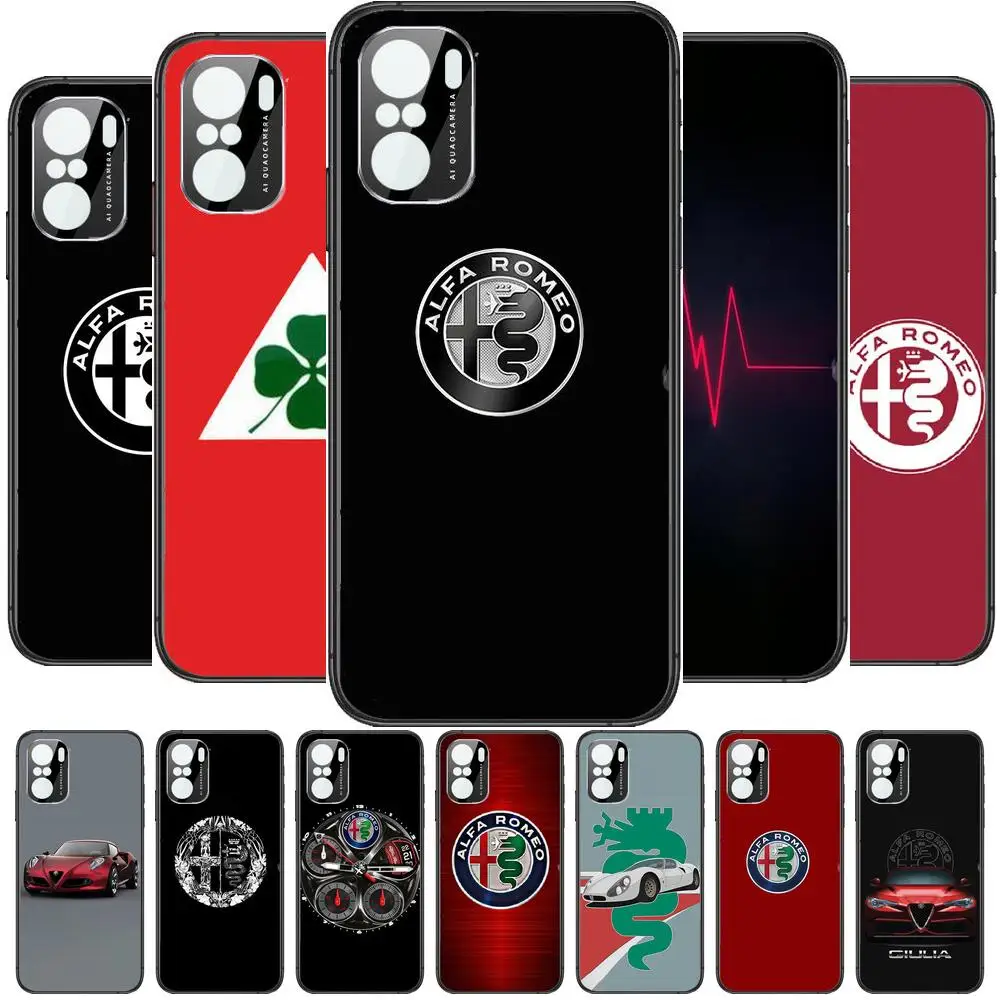 

luxury Alfa Romeo Phone Case For xiaomi redmi POCO F1 F2 F3 X3 Pro M3 9C 10T Lite NFC Black Cover Silicone Back Prett mi 10 ultr