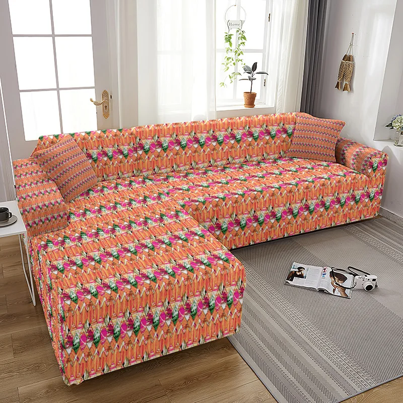 

Two-color Geometric Stitching L Shape Sofa Cover Couch Cover Chair Protector All-inclusive Sofa Cover Rhombus Seat Cover