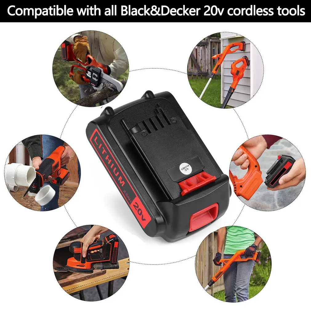 

2500mAh LXBR20 Battery for Black & Decker 20V 3.5Ah Li-Ion Rechargeable Battery LB20 LXBR20