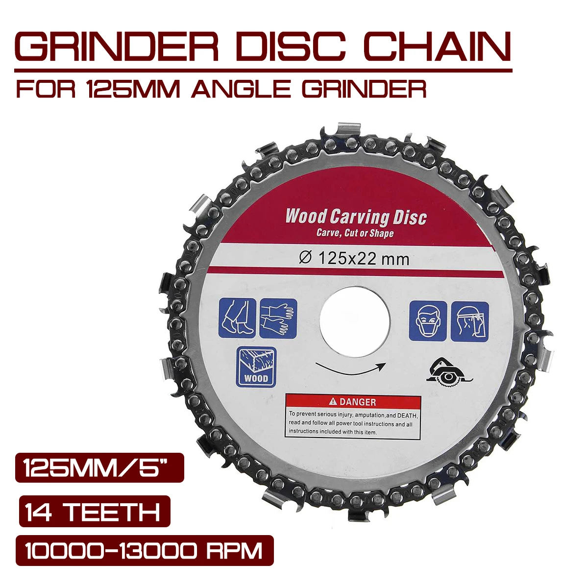 

For 125mm Angle Grinder Upgrade 5 Inch Grinder Disc and Chain 14 Tooth Fine Abrasive Cut Electricity Chain