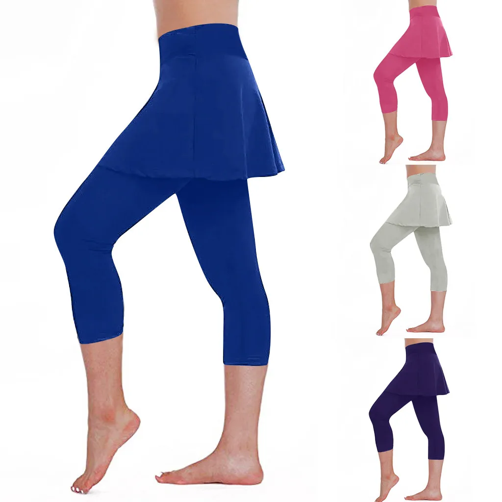 

Fitness Leggings Women Skirt Tennis Pants Spandex Legging Sports Elastic Leggins Cropped Culottes Legins Женские Штаны #YJ