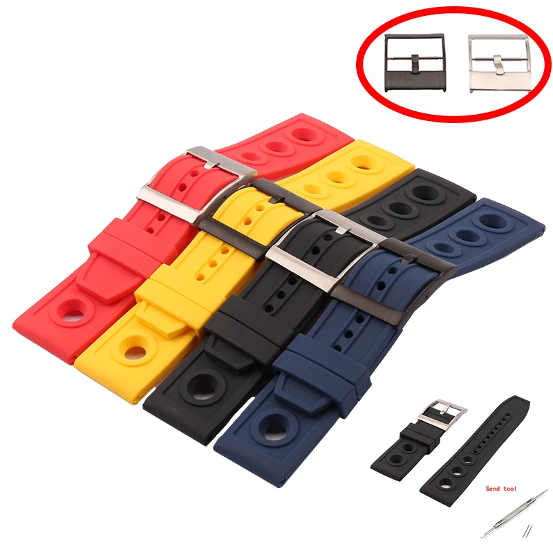 

Watch accessories Silicone strap suitable for Breitling series pin buckle 22 24mm men's and women's watch straps