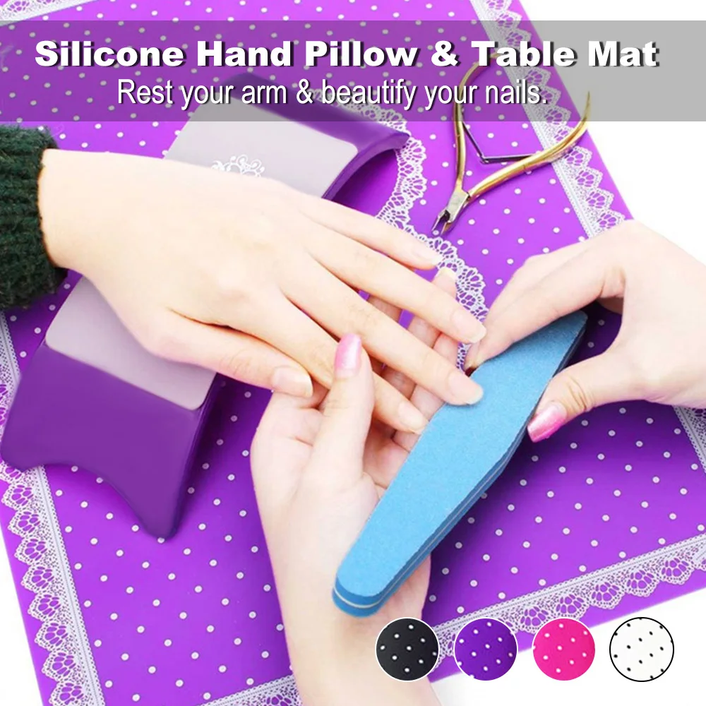 1 Набор моющаяся силиконовая подушка для рук и складной настольный коврик ногтей