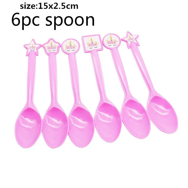 Spoon Вечерние одноразовые украшения в виде единорога, набор столовых приборов, ободок для волос в виде русалки, обертка для торта, для детского дня рождения, свадьбы - Цвет: Spoon