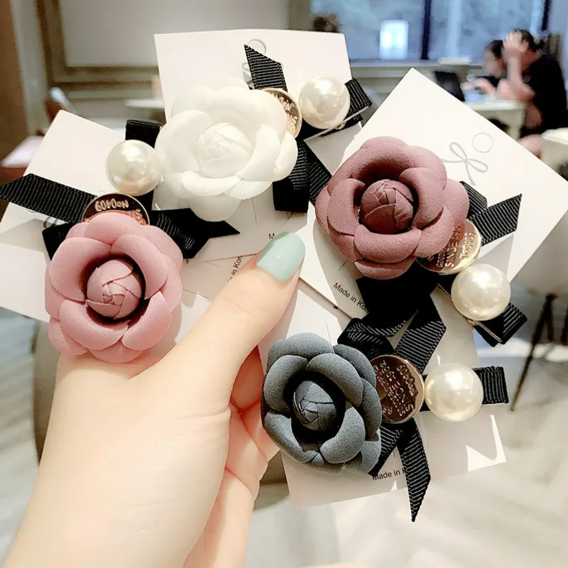 Женские заколки для волос в Корейском стиле простые с камелией цветами и