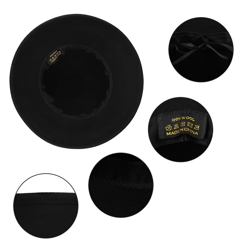 FS роскошный бренд заклепки украшения котелок из шерсти кепки для женщин шляпа