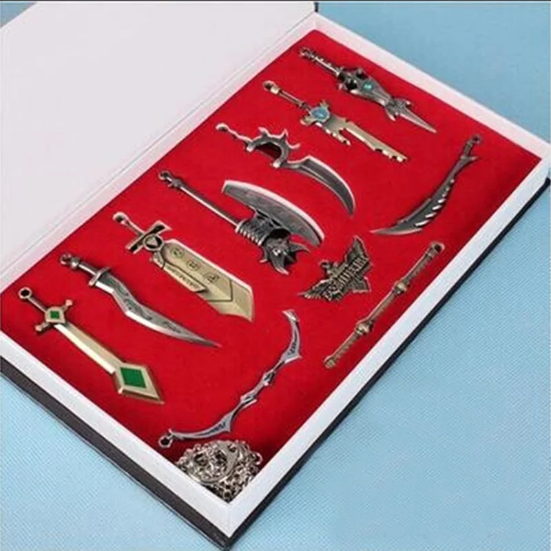 

11Pcs/Set LOL Action Figures Metal Weapon Model Sets Toys Pendant Children Kids Gifts Lol Weapon Models Toy Figurine Decoration