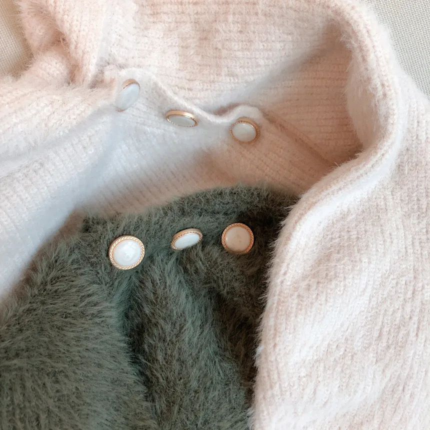 

HziriP Loose Soft Lapel Thicken Streetwear 2021 Vintage Elegant Solid Long Sleeve Sweater Outwear Knitted Casual New Sweaters