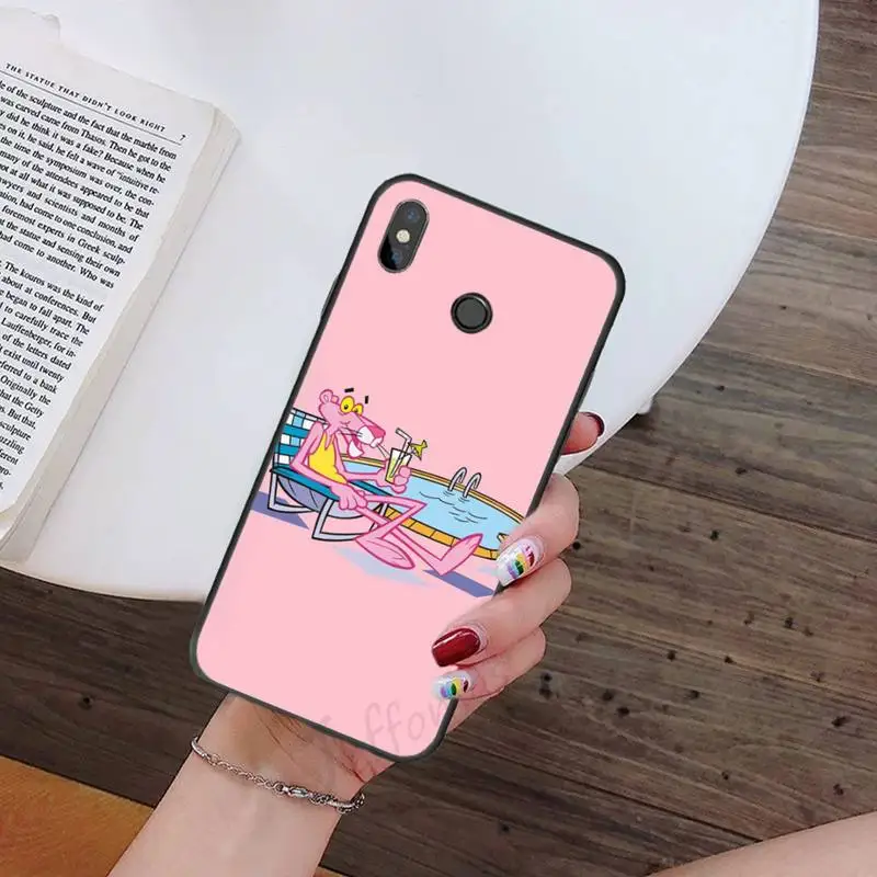 

Cute playful pink panther Phone Cases For Xiaomi Redmi 7 9t 9se k20 mi8 max3 lite 9 note 8 9s 10 pro Soft Silicone Shell