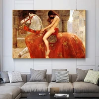 classic art painting woman riding horse poster printing canvas prints home living room wall decoration painting