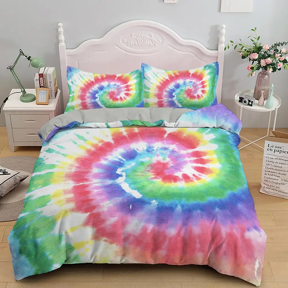 Комплект постельного белья с цветным принтом одеяло 3D рисунком 2/3 предмета