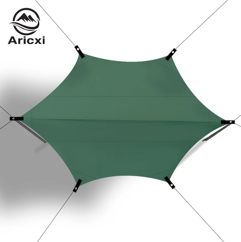 Арикси 4,2х4,1м Гексагональная тентовая палатка для отдыха на природе с защитой от солнца и непромокаемым покрытием Ripstop Silver Coating 210T, защита от УФ-лучей.