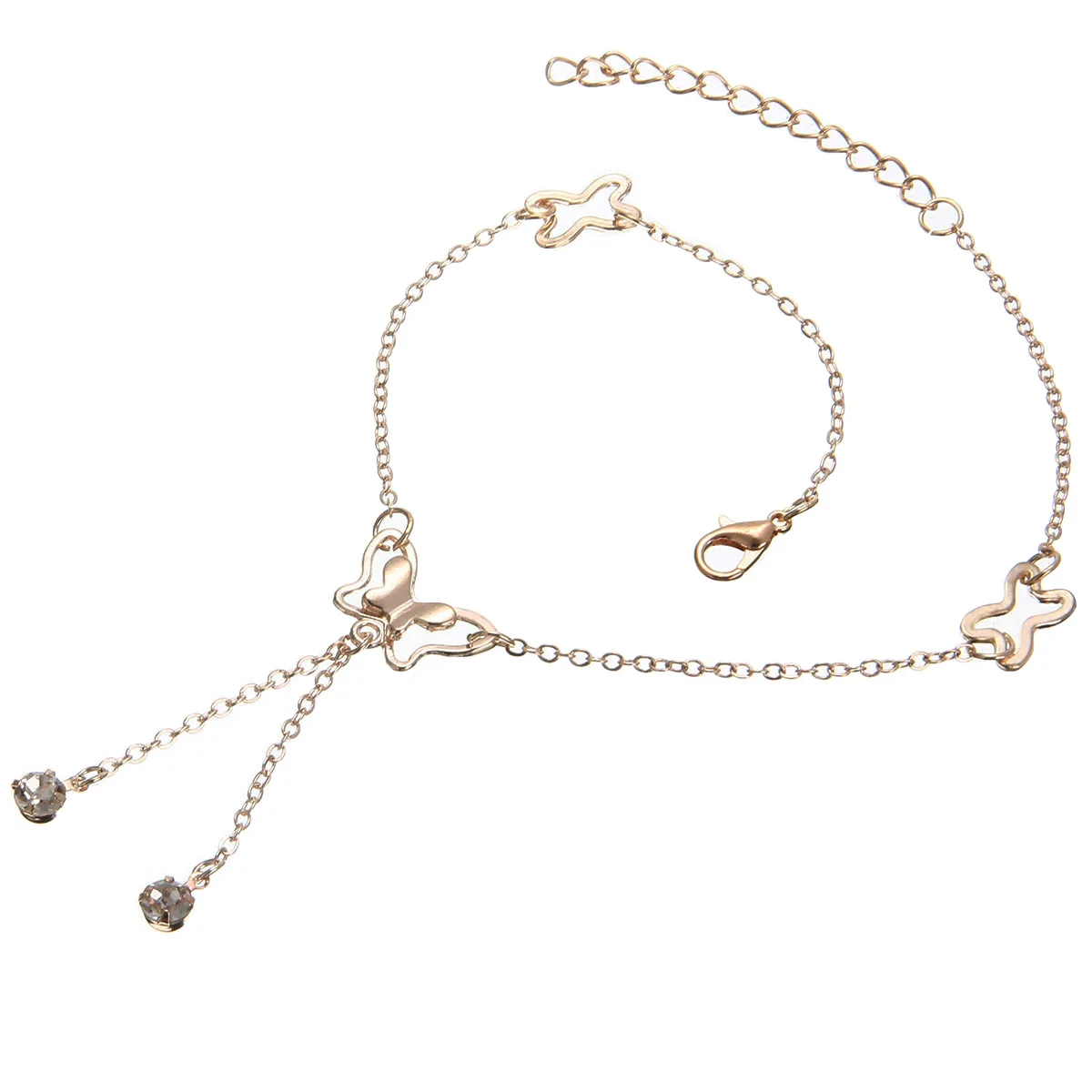 Шикарный элегантный розовый золотой цвет полый Бабочка кисточкой ноги цепи Мода