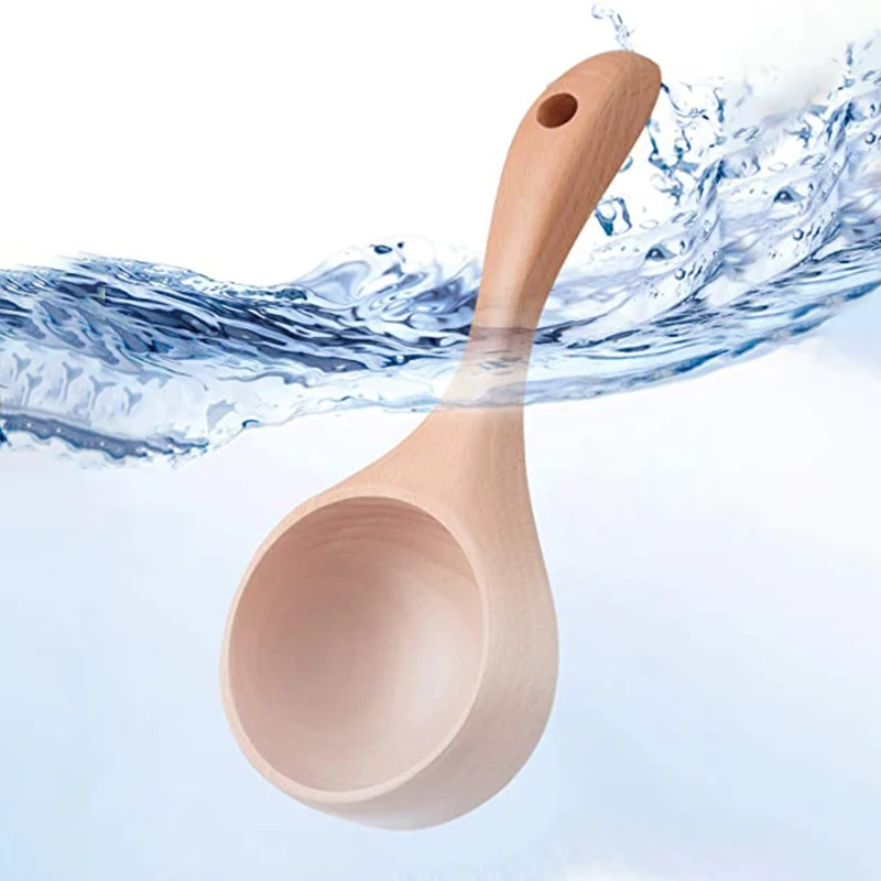 

2021 New Short Handle Solid Wood Scoop Japanese-style Rice Scoop Kitchen Water Scoop Wooden Spoon Wooden Bucket Spoon