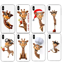 lovely funny cartoon giraffe cover soft mobile phone case shell for iphone x xs xr 11 pro max 12 mini se 6s 7 8 6 plus 5s coque