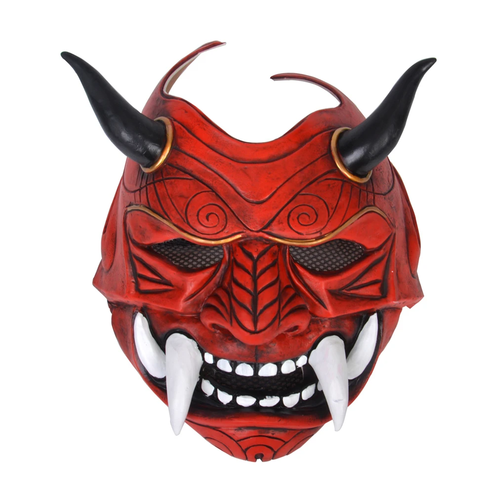 

Japanese Hannya Demon Oni Samurai Noh Kabuki Prajna Devil Cosplay Latex Full Face Mask Halloween Prop