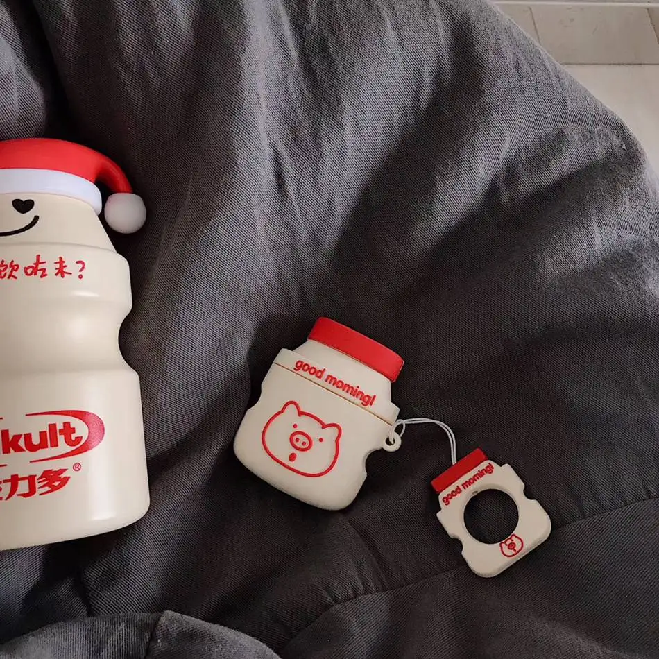 Yogurt White Для AirPods чехол Boba Milk tea беспроводной чехол для наушников для Airpods 2 Защитная крышка Милая бутылка для напитков с кольцом на палец - Цвет: Yogurt White