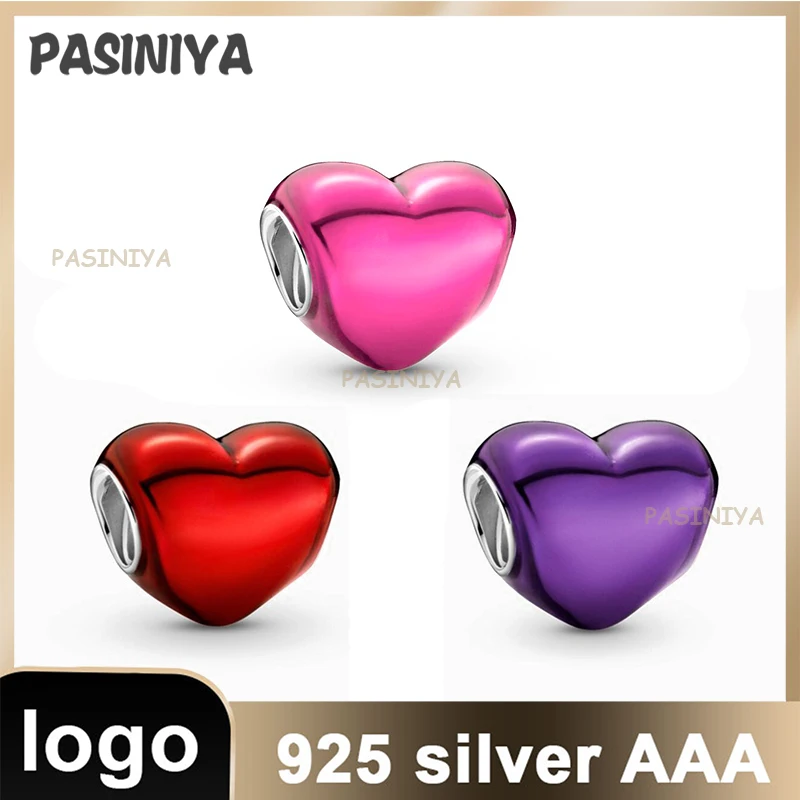 2022 NEW FASHION METAL TEXTURE TRICOLOR HEART CHARM SUITABLE FOR PANDORA BRACELETS FOR HOLIDAY GIFTS