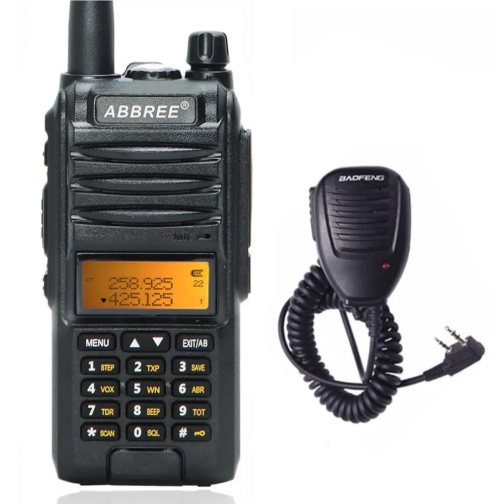 Abbree AR-F3 трехдиапазонный 8 Вт рация uhf vhf 220-260 МГц ветчина длинный диапазон ручной двухсторонний cb радио добавить тактическую антенну - Цвет: add speaker