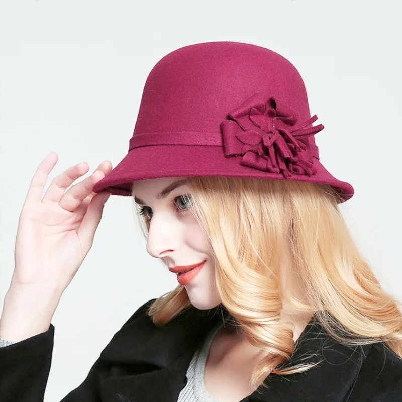 Новая Винтажная женская теплая Кепка из искусственной шерсти с цветочным