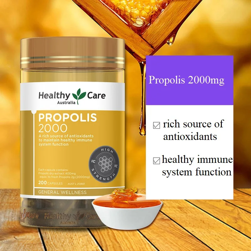 Здоровый Уход органический прополис 2000 мг 200 капсул флавоноиды аминокислоты