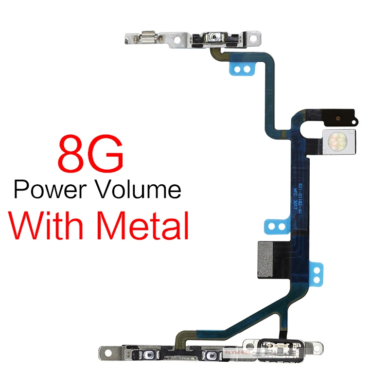 1 шт. power On Off Flex для iPhone 5 5S 5C 6 6S 7 8 Plus X громкость вверх-вниз ключ для боковой кнопки ленты гибкий кабель с металлом