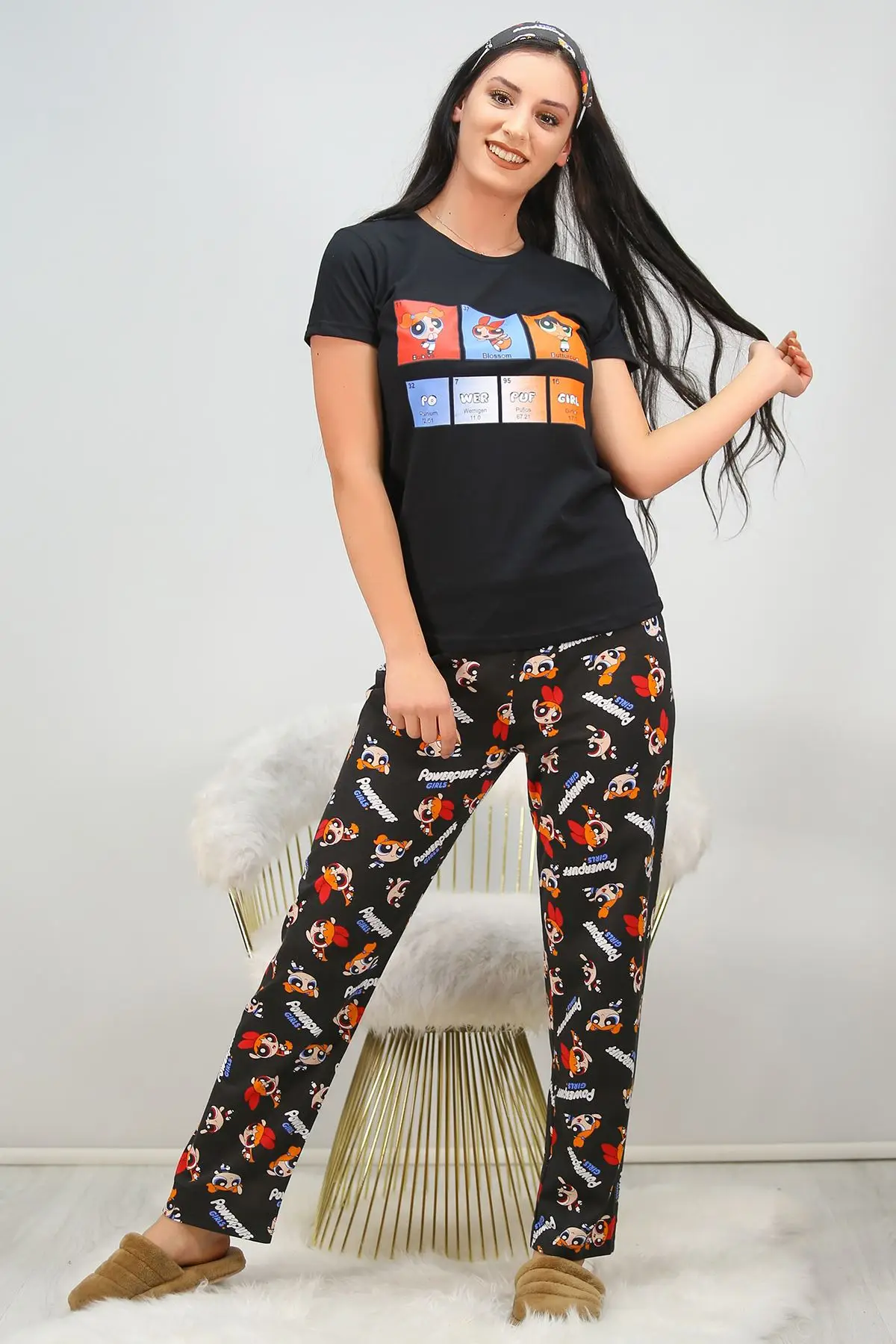 

Printed Pajamas set-Black