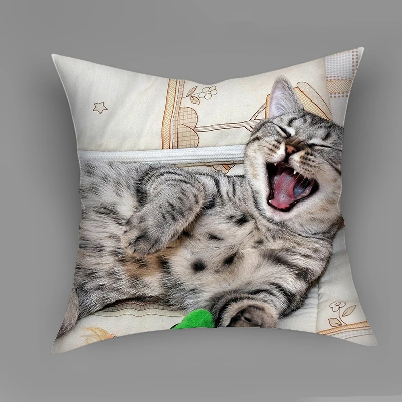 

Cute Cat Animals Printed Cushion Cover Cats Pattern Pillow Covers Decoration for Home Sofa Polyester Throw Pillowcases 45X45cm