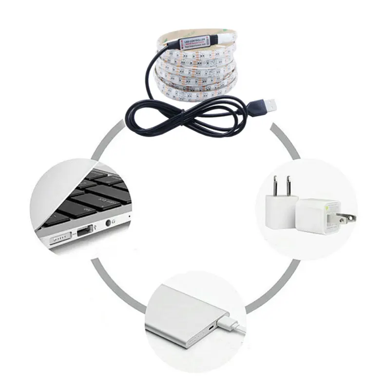 Светодиодный ремень USB зарядное устройство 5V цветная вспышка RGB цвет ТВ фон компьютерный стол пульт дистанционного управления лампа ремень