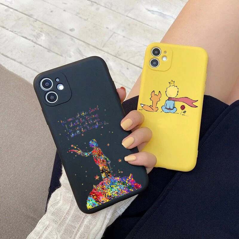 Чехол для телефона Cartoon The Little Prince Matte Yellow TPU Soft Silicone для iPhone SE2020 12mini 12pro 11pro Max 7 8 Plus XR Xs