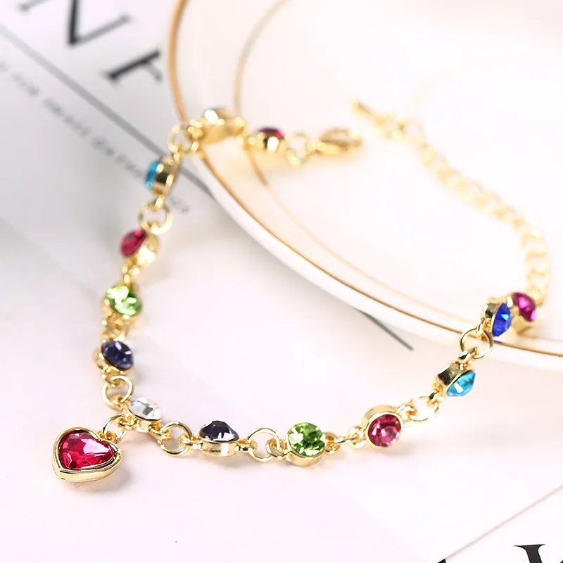 Лиза женские модные браслеты 2019 подвеска в виде сердца Золотая цепь с кристаллом