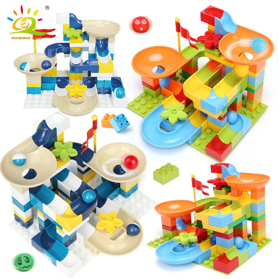 HUIQIBAO 111 шт. мраморный шар беговые гоночные треки строительные блоки классический