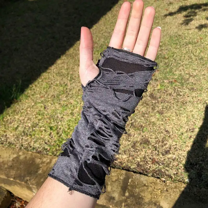 Перчатки унисекс в готическом стиле перчатки без пальцев панк с разрезами