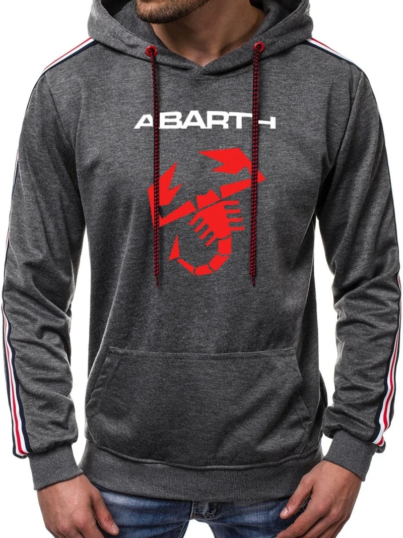 

2021NEW spring Men's Hoodie Abarth Car Logo Printed high quality cotton Fashion Casual Solid color stripe Men's sweatshirt