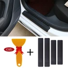 Универсальная наклейка для стайлинга автомобиля, 4 шт. в наборе, 3D Накладка на пороги из углеродного волокна, защитные накладки на пороги, защитные накладки, автомобильные аксессуары