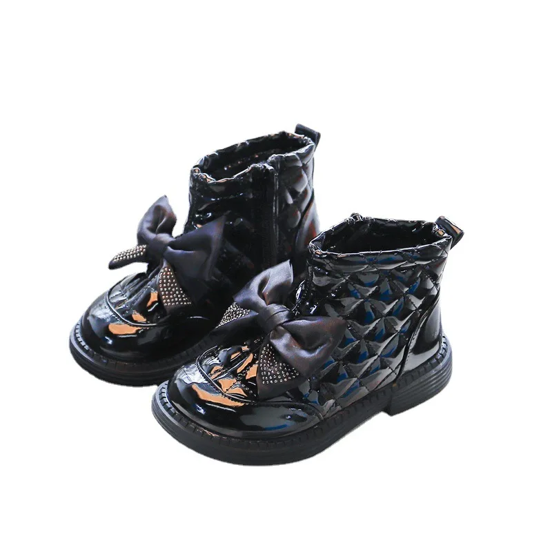 

Girls Winter Bow Martin Boots Little Girls Princess PU Leather Boots Cotton Boots Children's Short Boots Toddler Girl Boots