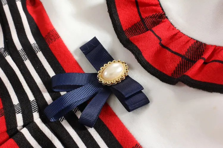 Осенние платья в полоску с оборками для девочек от 0 до 4 лет Детские клетку