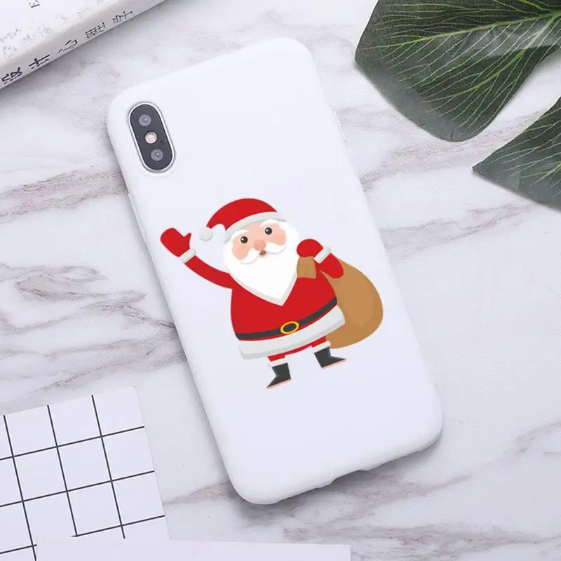 

Christmas cartoon Santa Claus Phone Case for iPhone 11 Pro Max X XR XS 8 7 6s Plus Candy white Silicone Cases