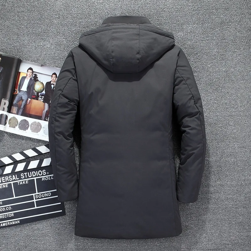 Пуховик мужской зимний 5XL длинный Тренч куртка-пуховик парка серый утиный