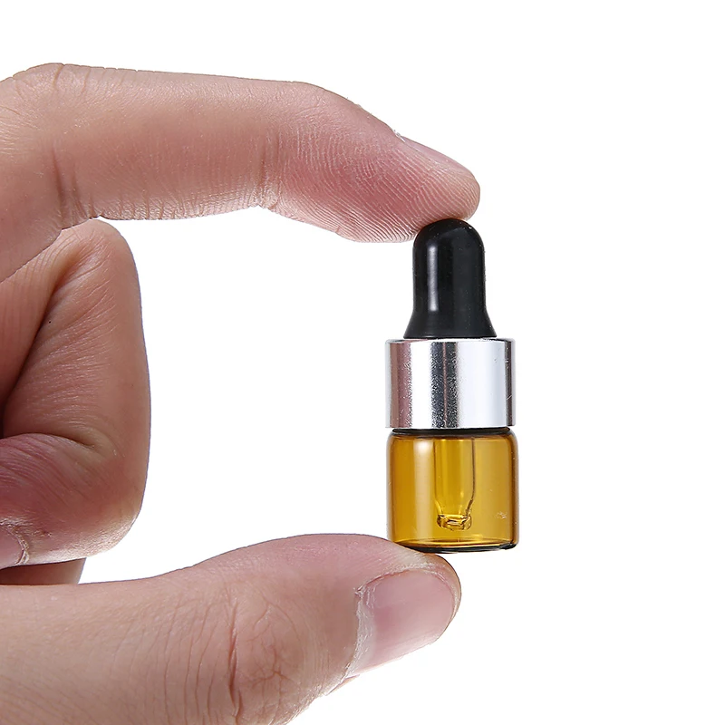 20pcs 1ml Amber Mini Glass Sample Dropper Bottles Transparent Bottle For Essential Perfume Oils Pipette Container - купить по