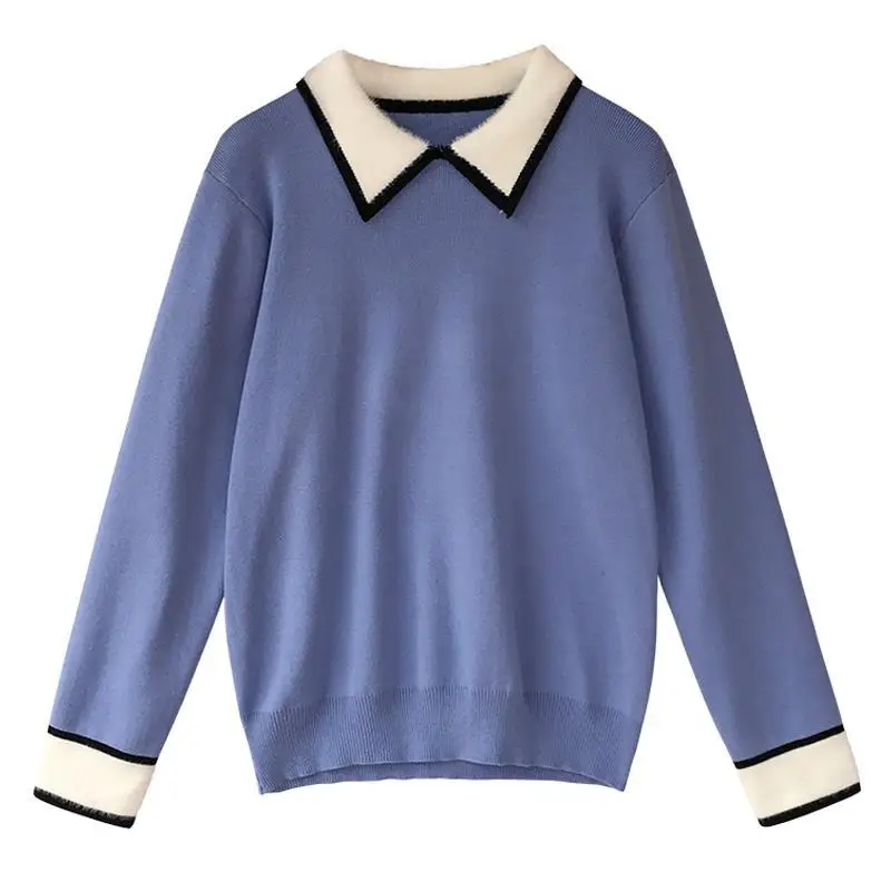 

Peter Pan Collar Sweater Women's 2020 New Winter Korean Style Pullover Collar Doll Collar Knit Low Waist Jersey