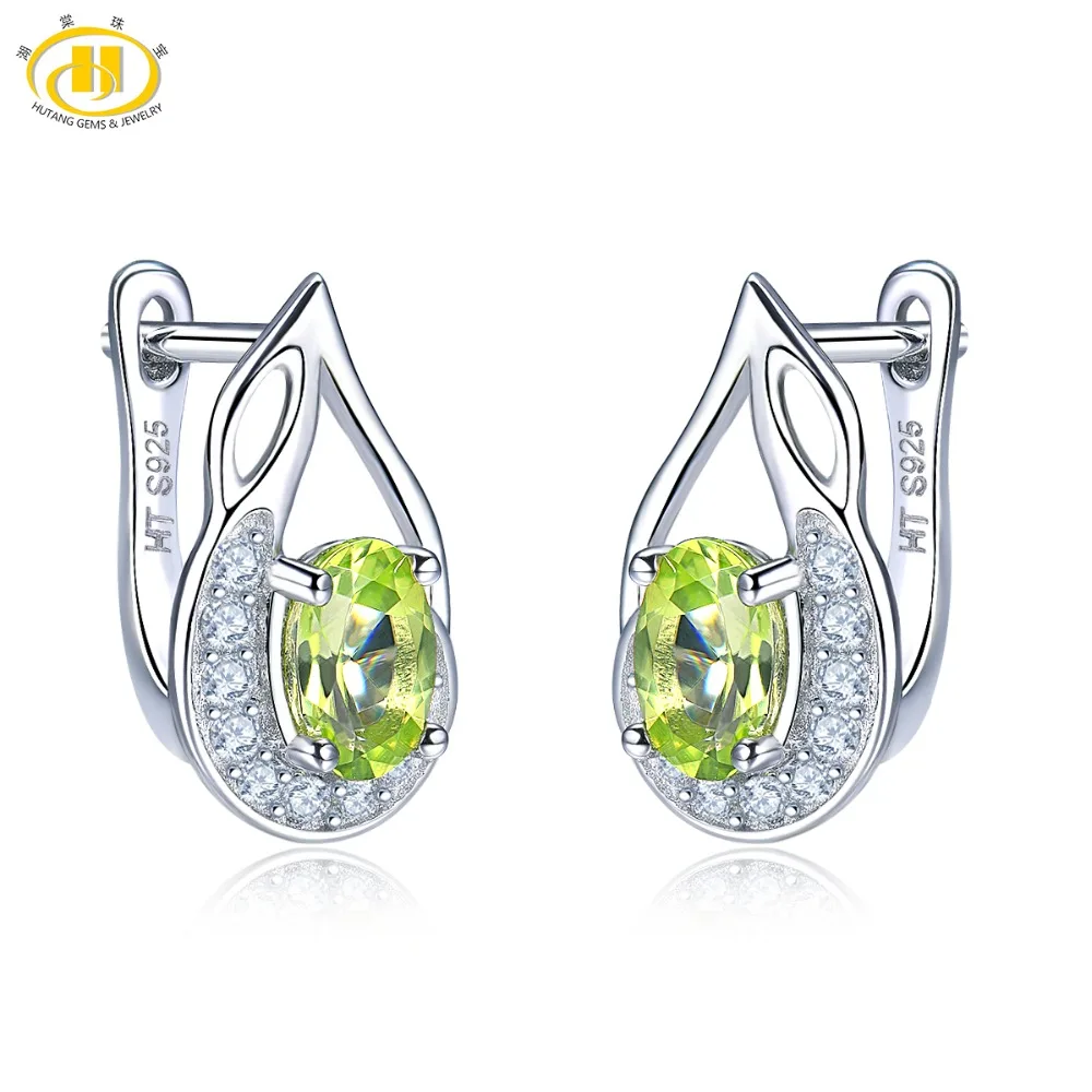 Peridot Hutang цитриновые серьги, натуральный драгоценный камень, твердый 925 пробы, серебро, изящные модные ювелирные изделия из камня для женщин на день рождения, лучший подарок, Новинка - Цвет камня: Peridot